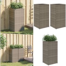 vidaXL Jardinières 2 pcs gris 40x40x80 cm résine tressée