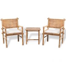 Mobilier de bistro 3 pcs avec coussins Bambou Vidaxl