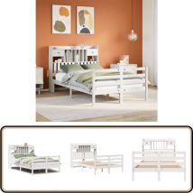 Lit bibliothèque sans matelas blanc 135x190 cm bois pin massif - Vidaxl
