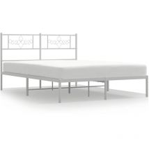 Sjqka - Vidaxl Metal Bettrahmen mit Kopfteil Weiß 135x190 cm Doppel,Metallbett, einfache Baugruppe