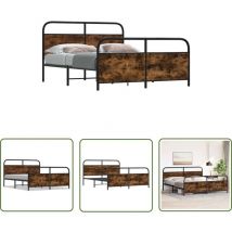 VidaXL Metallbett ohne Matratze Räuchereiche 183x213 cm