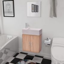 Meubles de salle de bains trois pièces Beige Vidaxl
