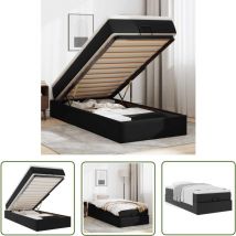 VidaXL Ottoman-Bett mit Matratze Schwarz 80x200 cm Kunstleder
