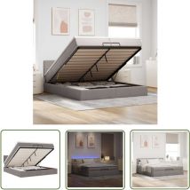 VidaXL Ottoman-Bett mit Matratzen & LEDs Taupe 200x200 cm Stoff