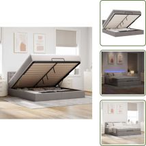 The Living Store Ottomane Bett Mit Matratze & Leds Taupe 180x200 Cm Stoff - Matratze Mit Taschenfedern