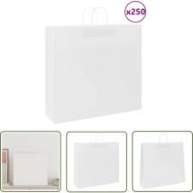 The Living Store - vidaXL Papiertragetaschen 250 Stk. mit Henkeln Weiß 54x15x49 cm