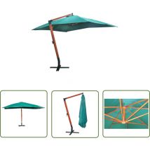 The Living Store Parasol flottant Melia 300 x 400 cm Vert - Parasol - Parasol De Jardin - Parasol Flottant - Parasol Vert - Parasol Bois
