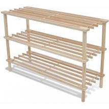 Doc&et² - inlife Range-chaussures à 3 étagères 2 pcs Bois de sapin solide