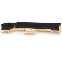 Minkurow - vidaXL Set Salotto Giardino 10pz Cuscini Antracite Legno Massello Pino