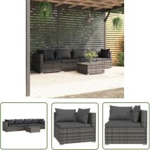 Fimei Salon de jardin 5 pcs avec coussins Résine tressée Gris