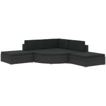 Inlife Salon de jardin 6 pcs avec coussins Résine tressée Noir