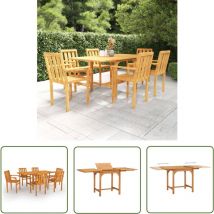 Doc&et² - The Living Store Ensemble à manger de jardin 7 pcs Bois de teck massif - Meubles De Jardin - Salon De Jardin - Table De Jardin - Chaises De