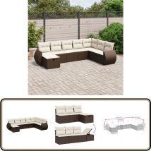 Salon de jardin 8 pcs avec coussins marron résine tressée - Vidaxl