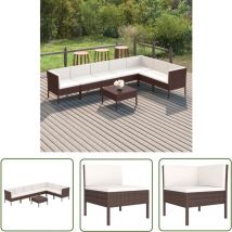 Doc&et² - The Living Store Salon de jardin 8 pcs avec coussins résine tressée marron - Salon De Jardin - Mobilier De Jardin - Set De Meubles De