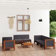 Inlife Salon de jardin 9 pcs avec coussins Bois d'acacia solide