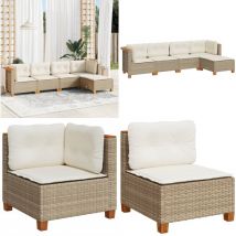 vidaXL Salon de jardin avec coussins 5 pcs beige résine tressée