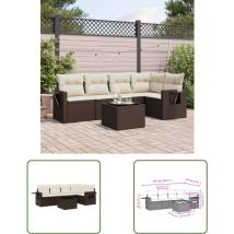 vidaXL Salon de jardin avec coussins 6 pcs marron résine tressée