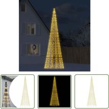 VidaXL Sapin de Noël à led sur mât de drapeau 1534 led blanc 500 cm