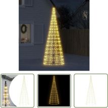 VidaXL Sapin de Noël à led sur mât de drapeau 550 led blanc 300 cm