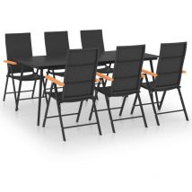 Set da Pranzo da Giardino 7 pz Nero e Marrone Vidaxl