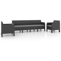 Vidaxl - Set de muebles jardín 3 piezas cojines pp ratán gris antracita Antracita