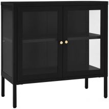Sideboard Black 70x35x70 cm Steel and Glass vidaXL