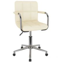Les Tendances - Silla de oficina giratoria de tela color crema vidaXL