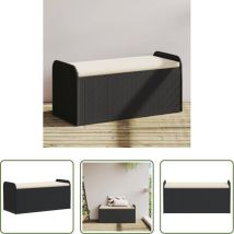 Sitzbank - Sitzbank Mit Stauraum & Kissen Schwarz 115x51x52 Cm Poly Rattan