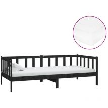 Sofá Cama con colchón de 90x200 cm Pin negro sólido - 275886