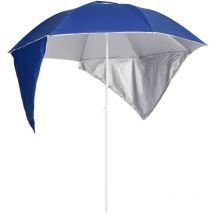 Sombrilla de playa con paredes laterales azul 215 cm vidaXL