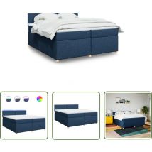 vidaXL Sommier à lattes de lit avec matelas Bleu 200x200 cm Tissu