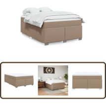 Sommier à lattes de lit avec matelas Cappuccino 140x190 cm - Vidaxl