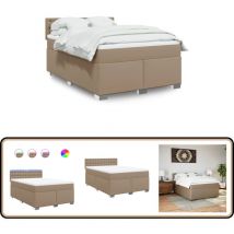 Sommier à lattes de lit avec matelas Cappuccino 140x190 cm - Vidaxl