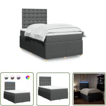 vidaXL Sommier à lattes de lit avec matelas Gris foncé 120x200cm Tissu
