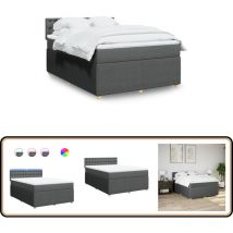 Sommier à lattes de lit avec matelas Gris foncé 140x190cm Tissu - Vidaxl