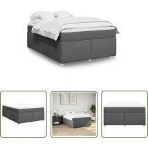 VidaXL Sommier à lattes de lit avec matelas Gris foncé 140x200cm Tissu