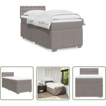 vidaXL Sommier à lattes de lit avec matelas Taupe 90x200 cm Tissu