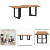 vidaXL Table à manger bord naturel bois massif chêne rectangulaire