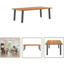 VidaXL Table à manger marron clair bois de chêne massif rectangulaire