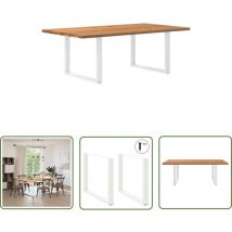 vidaXL Table à manger marron clair bois de chêne massif rectangulaire