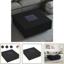VidaXL Table basse avec led infini noir 100x100x40 cm