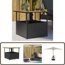 Table de jardin avec trou de parasol noir résine tressée - Vidaxl