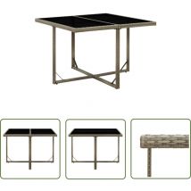 Doc&et² - The Living Store Table de jardin Gris 109x107x74 cm Résine tressée et verre - Table De Jardin - Table Extérieure - Mobilier De Jardin