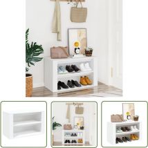 Doc&et² - The Living Store Étagère à chaussures Blanc 75x35x45 cm Bois d'ingénierie - Etagere à Chaussures - Rangement Chaussures - Meubles Entrée
