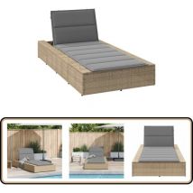 Transat avec coussin flottant beige résine tressée - Vidaxl