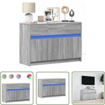 VidaXL TV-Schrank mit LED-Beleuchtung Grau Sonoma 91x34x61 cm
