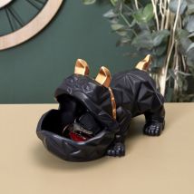 Vide poche bouledogue debout origami Noir et doré