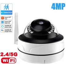 Tuya Telecamera di Sorveglianza Dome Ultra hd Smart WiFi Dual Band 2.4G e 5G 4.0 mp