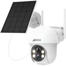 Anran - Videocamere di sorveglianza esterni 2K Telecamera WiFi Esterno Batteria, 360° ptz Senza Fili con Pannello Solare, pir e Rilevamento del