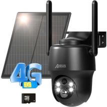 Videocamere di sorveglianza per esterni 4G/3G lte Telecamera con sim 4G da Esterno, 2K ,enza wifi, 360° ptz Telecamera a Batteria con Pannello Solare